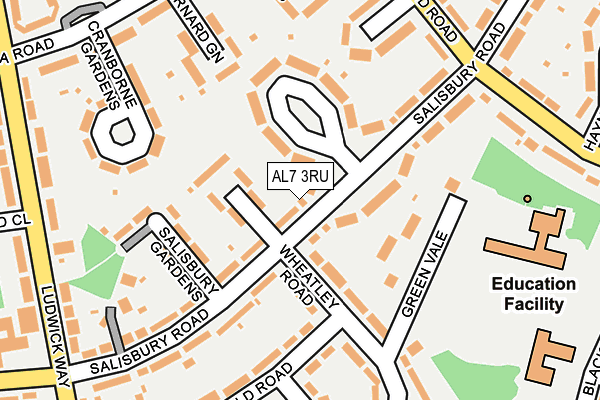 AL7 3RU map - OS OpenMap – Local (Ordnance Survey)