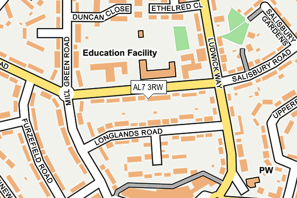 AL7 3RW map - OS OpenMap – Local (Ordnance Survey)