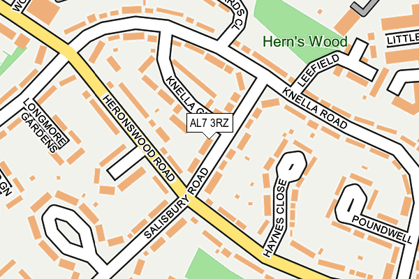AL7 3RZ map - OS OpenMap – Local (Ordnance Survey)