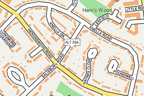 AL7 3SA map - OS OpenMap – Local (Ordnance Survey)