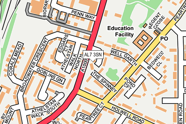 AL7 3SN map - OS OpenMap – Local (Ordnance Survey)