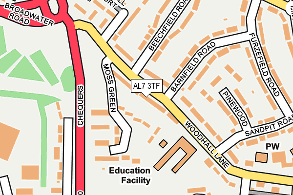 AL7 3TF map - OS OpenMap – Local (Ordnance Survey)