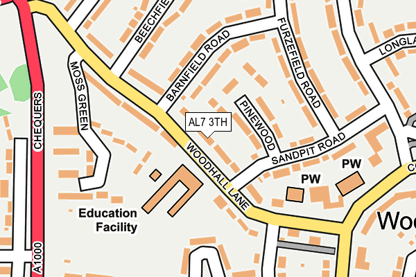 AL7 3TH map - OS OpenMap – Local (Ordnance Survey)