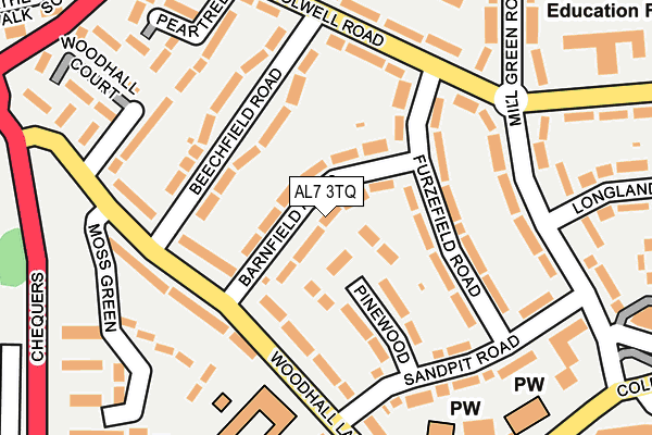 AL7 3TQ map - OS OpenMap – Local (Ordnance Survey)