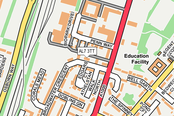 AL7 3TT map - OS OpenMap – Local (Ordnance Survey)