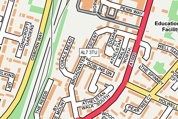 AL7 3TU map - OS OpenMap – Local (Ordnance Survey)