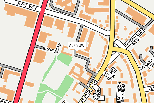 AL7 3UW map - OS OpenMap – Local (Ordnance Survey)