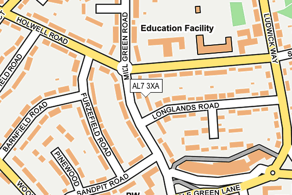 AL7 3XA map - OS OpenMap – Local (Ordnance Survey)