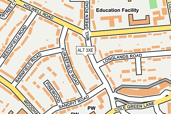 AL7 3XE map - OS OpenMap – Local (Ordnance Survey)