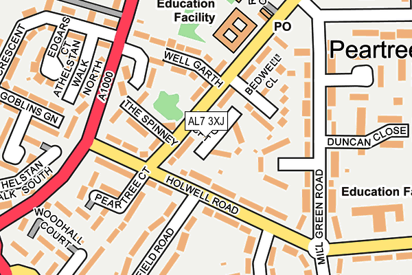 AL7 3XJ map - OS OpenMap – Local (Ordnance Survey)