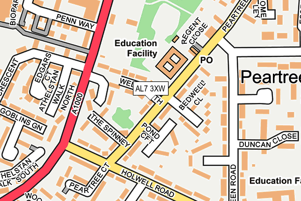 AL7 3XW map - OS OpenMap – Local (Ordnance Survey)