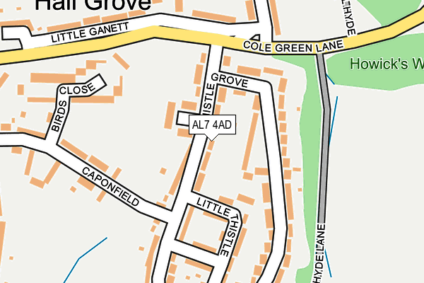 AL7 4AD map - OS OpenMap – Local (Ordnance Survey)