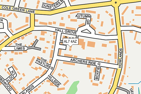 AL7 4AZ map - OS OpenMap – Local (Ordnance Survey)
