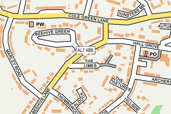 AL7 4BB map - OS OpenMap – Local (Ordnance Survey)