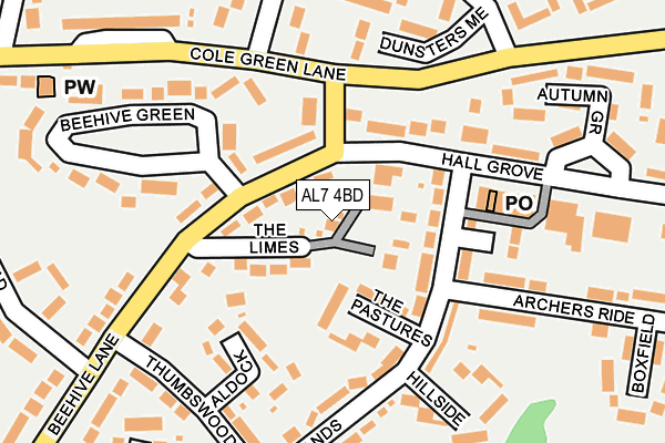 AL7 4BD map - OS OpenMap – Local (Ordnance Survey)