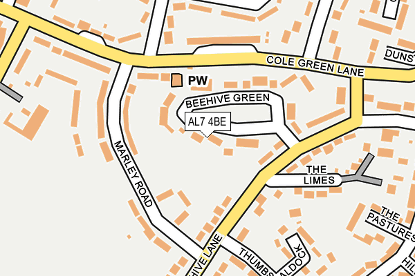 AL7 4BE map - OS OpenMap – Local (Ordnance Survey)