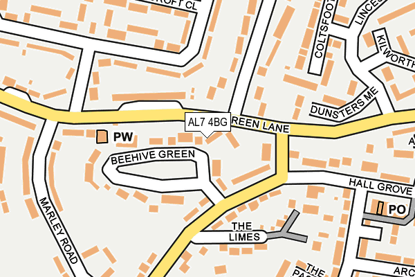 AL7 4BG map - OS OpenMap – Local (Ordnance Survey)