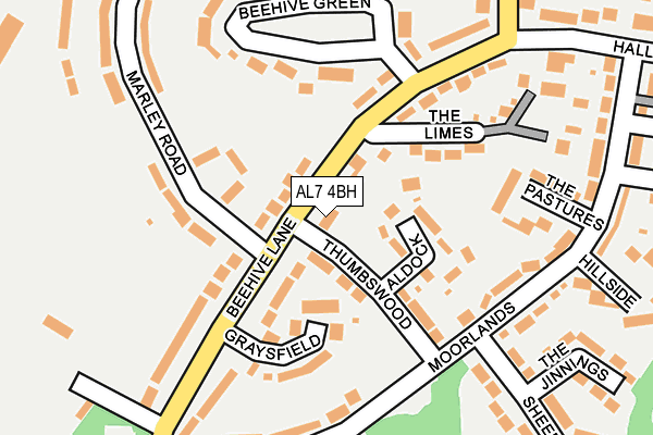 AL7 4BH map - OS OpenMap – Local (Ordnance Survey)
