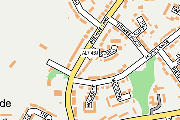 AL7 4BJ map - OS OpenMap – Local (Ordnance Survey)