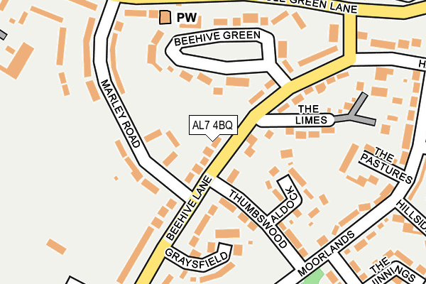 AL7 4BQ map - OS OpenMap – Local (Ordnance Survey)