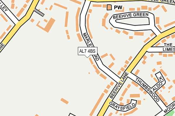 AL7 4BS map - OS OpenMap – Local (Ordnance Survey)