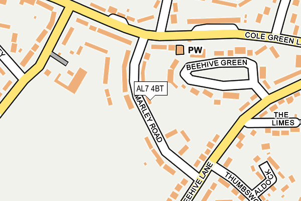 AL7 4BT map - OS OpenMap – Local (Ordnance Survey)