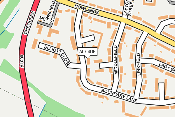 AL7 4DF map - OS OpenMap – Local (Ordnance Survey)