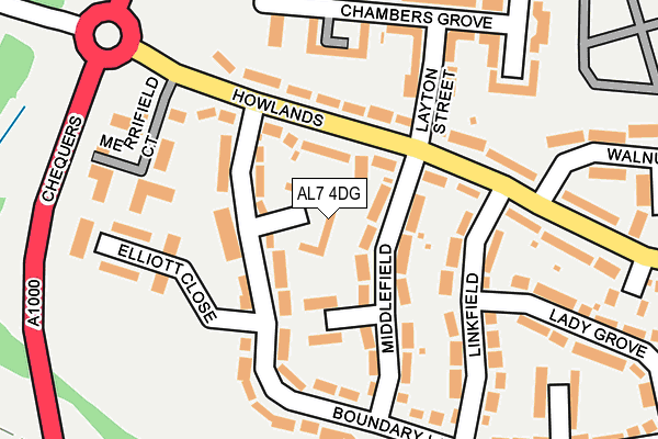 AL7 4DG map - OS OpenMap – Local (Ordnance Survey)