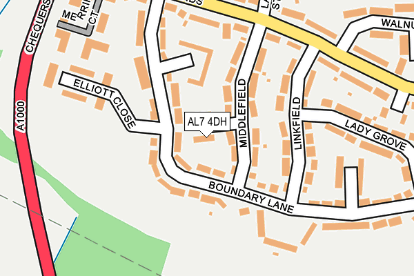 AL7 4DH map - OS OpenMap – Local (Ordnance Survey)