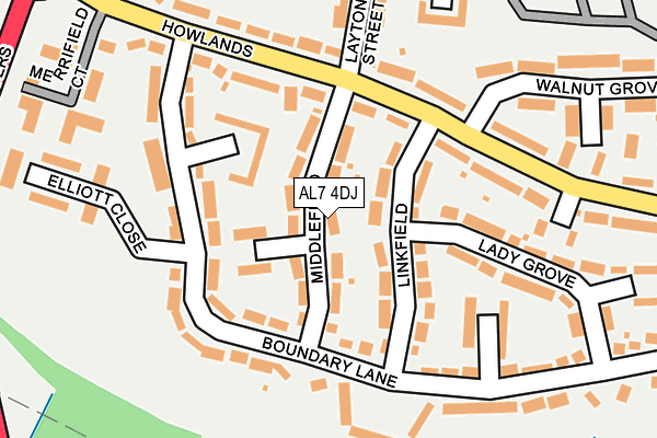 AL7 4DJ map - OS OpenMap – Local (Ordnance Survey)
