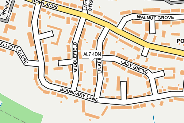 AL7 4DN map - OS OpenMap – Local (Ordnance Survey)