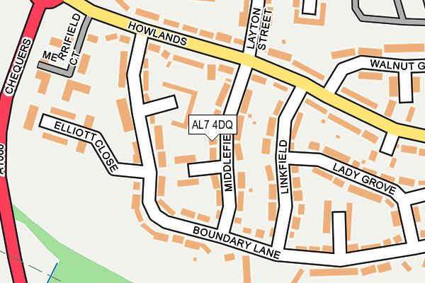 AL7 4DQ map - OS OpenMap – Local (Ordnance Survey)