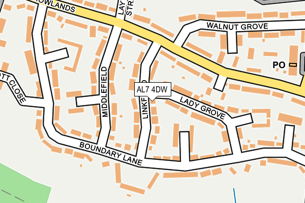 AL7 4DW map - OS OpenMap – Local (Ordnance Survey)