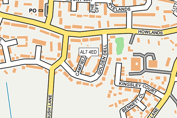 AL7 4ED map - OS OpenMap – Local (Ordnance Survey)