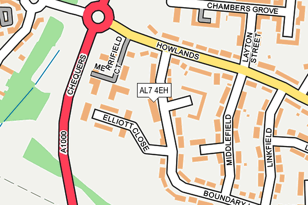 AL7 4EH map - OS OpenMap – Local (Ordnance Survey)