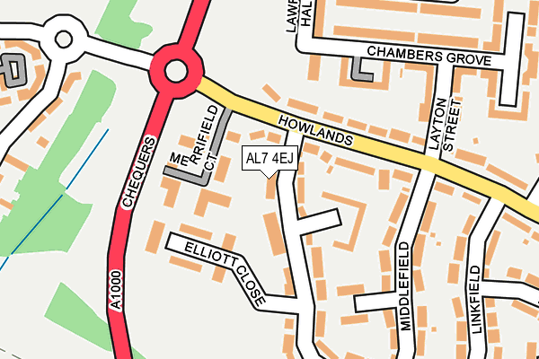 AL7 4EJ map - OS OpenMap – Local (Ordnance Survey)