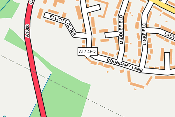 AL7 4EQ map - OS OpenMap – Local (Ordnance Survey)