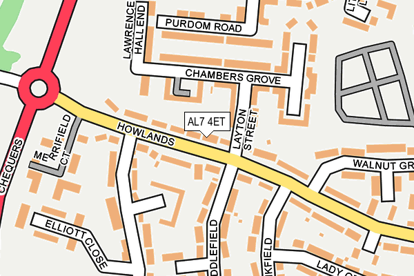 AL7 4ET map - OS OpenMap – Local (Ordnance Survey)
