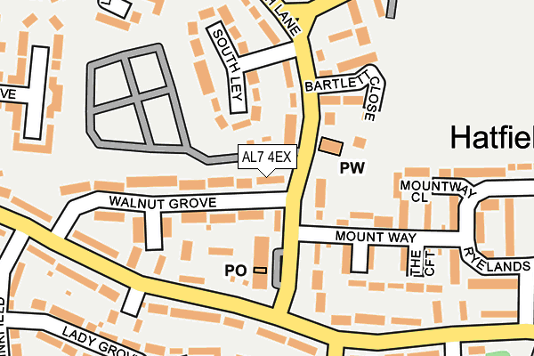 AL7 4EX map - OS OpenMap – Local (Ordnance Survey)