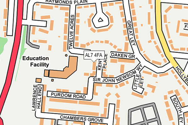 AL7 4FA map - OS OpenMap – Local (Ordnance Survey)