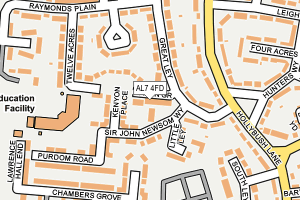 AL7 4FD map - OS OpenMap – Local (Ordnance Survey)