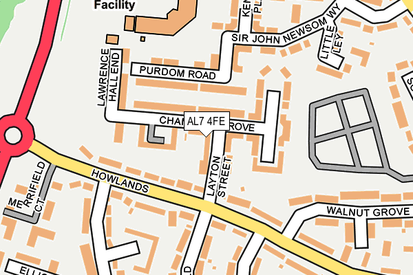 AL7 4FE map - OS OpenMap – Local (Ordnance Survey)