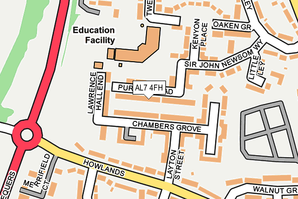 AL7 4FH map - OS OpenMap – Local (Ordnance Survey)