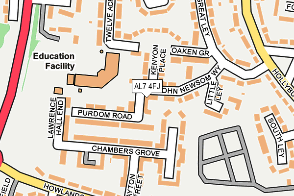 AL7 4FJ map - OS OpenMap – Local (Ordnance Survey)