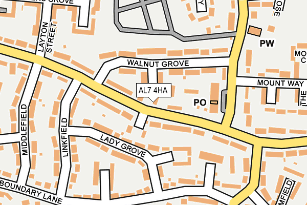 AL7 4HA map - OS OpenMap – Local (Ordnance Survey)