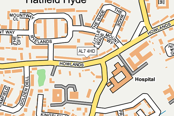 AL7 4HD map - OS OpenMap – Local (Ordnance Survey)