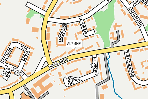 AL7 4HF map - OS OpenMap – Local (Ordnance Survey)