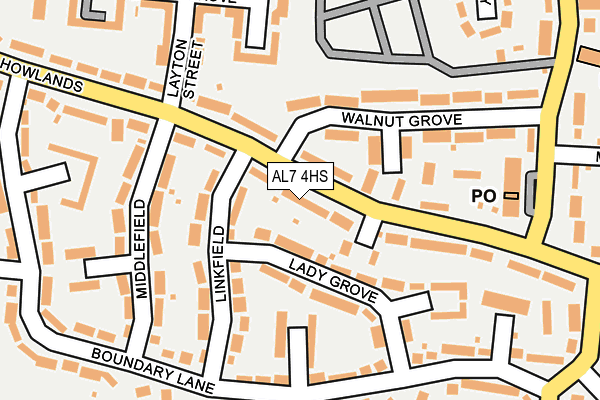 AL7 4HS map - OS OpenMap – Local (Ordnance Survey)