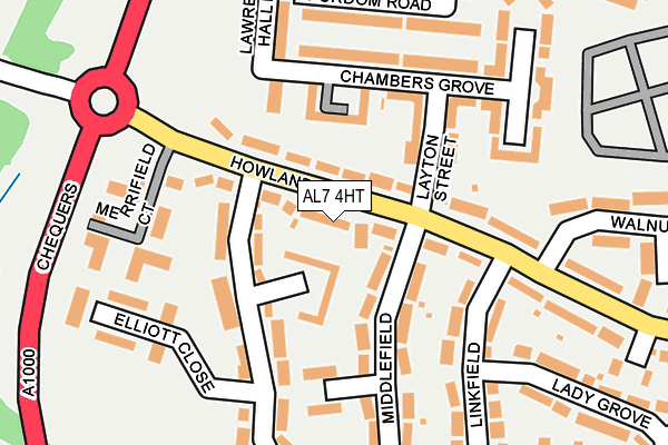 AL7 4HT map - OS OpenMap – Local (Ordnance Survey)