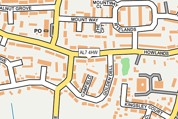 AL7 4HW map - OS OpenMap – Local (Ordnance Survey)